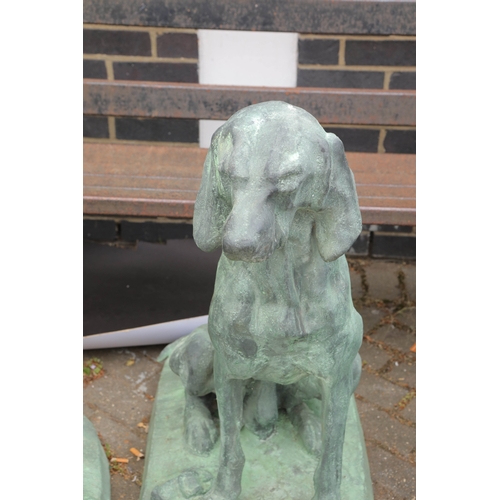 229 - SCULPTURAL HUNTING DOGS, 2 DIFFERING. cast metal, 94cm H at tallest approx. (2).