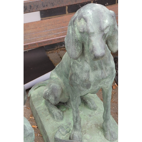 229 - SCULPTURAL HUNTING DOGS, 2 DIFFERING. cast metal, 94cm H at tallest approx. (2).