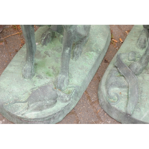 229 - SCULPTURAL HUNTING DOGS, 2 DIFFERING. cast metal, 94cm H at tallest approx. (2).