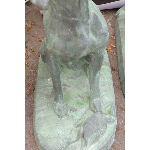 229 - SCULPTURAL HUNTING DOGS, 2 DIFFERING. cast metal, 94cm H at tallest approx. (2).