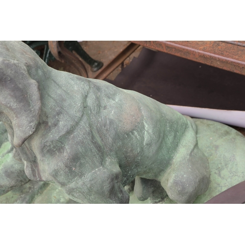 229 - SCULPTURAL HUNTING DOGS, 2 DIFFERING. cast metal, 94cm H at tallest approx. (2).