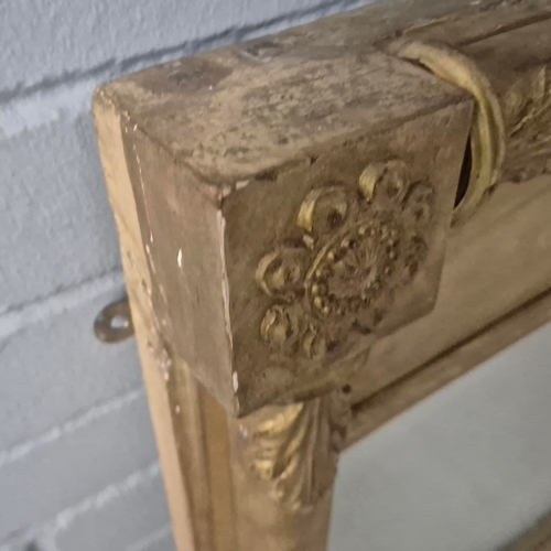 231 - 19th CENTURY GILTWOOD OVERMANTEL MIRROR. 79cm H x 114cm W.