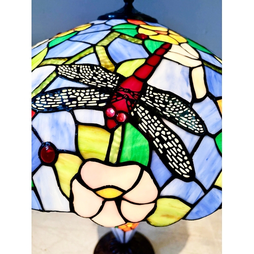 232 - TIFFANY STYLE TABLE LAMP. 65cm H x 48cm W x 48cm D.