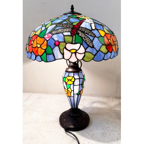 232 - TIFFANY STYLE TABLE LAMP. 65cm H x 48cm W x 48cm D.