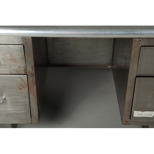 237 - METAL PEDESTAL DESK. vintage 1940s, 143cm x 71cm x 78.5cm approx.