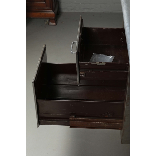 237 - METAL PEDESTAL DESK. vintage 1940s, 143cm x 71cm x 78.5cm approx.