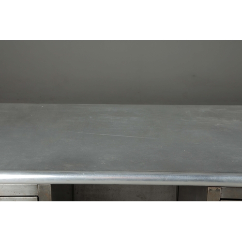 237 - METAL PEDESTAL DESK. vintage 1940s, 143cm x 71cm x 78.5cm approx.