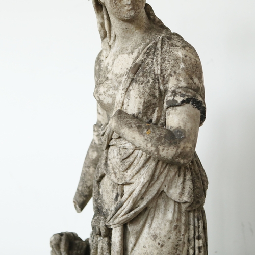 243 - SCULPTURAL CARVED MARBLE STUDY OF FLORA. 110cm H.