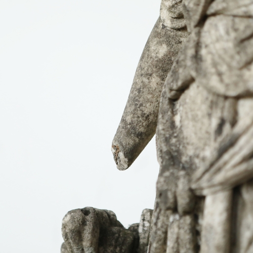 243 - SCULPTURAL CARVED MARBLE STUDY OF FLORA. 110cm H.