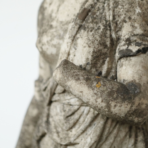 243 - SCULPTURAL CARVED MARBLE STUDY OF FLORA. 110cm H.