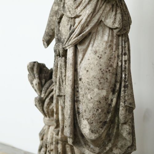 243 - SCULPTURAL CARVED MARBLE STUDY OF FLORA. 110cm H.