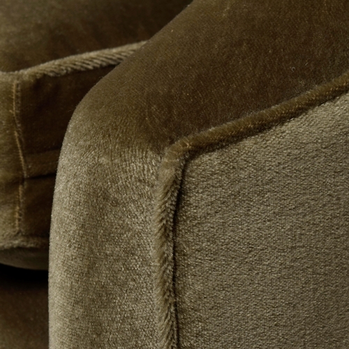 244 - MATCHED FOX LINTON UHOLSTERED SOFA AND STOOL. (2). 192cm at widest approx. (2).