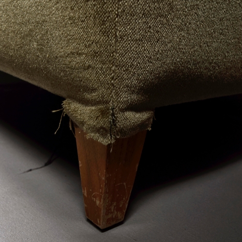 244 - MATCHED FOX LINTON UHOLSTERED SOFA AND STOOL. (2). 192cm at widest approx. (2).