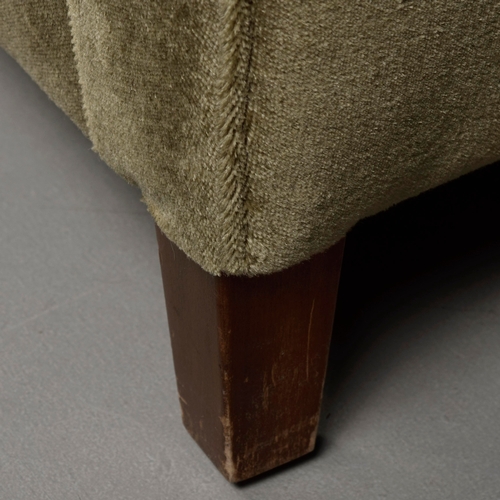 244 - MATCHED FOX LINTON UHOLSTERED SOFA AND STOOL. (2). 192cm at widest approx. (2).