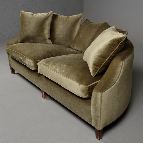 244 - MATCHED FOX LINTON UHOLSTERED SOFA AND STOOL. (2). 192cm at widest approx. (2).