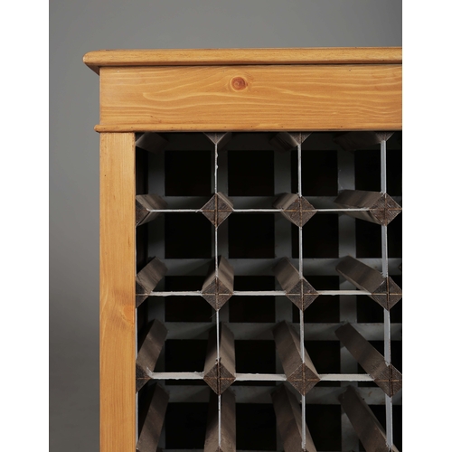 245 - WINE RACK. with various wine house names to top, 92.5cm x 33cm x 94.5cm approx.