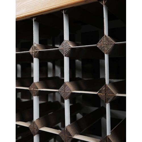 245 - WINE RACK. with various wine house names to top, 92.5cm x 33cm x 94.5cm approx.
