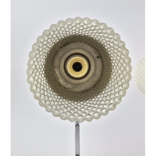 247 - PAIR OF 1960s ITALIAN CHROME WALL LIGHTS WITH CUT GLASS SHADES. 21cm H x 9cm W x 25cm D.