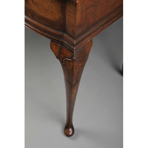 252 - QUEEN ANNE STYLE WALNUT SERPENTINE WRITING TABLE. Early 20th century with drawer and cabriole suppor... 