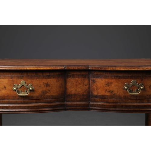 252 - QUEEN ANNE STYLE WALNUT SERPENTINE WRITING TABLE. Early 20th century with drawer and cabriole suppor... 