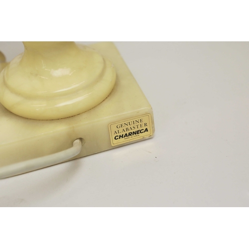 254 - TEN OYNX TABLE LAMPS. of various sizes, largest 39cm t, no shades, some with round plugs (10).