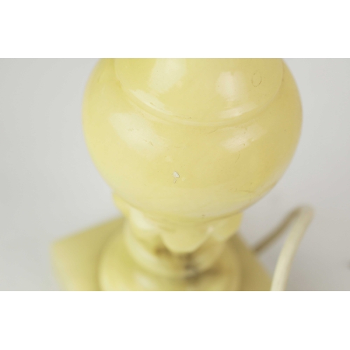 254 - TEN OYNX TABLE LAMPS. of various sizes, largest 39cm t, no shades, some with round plugs (10).