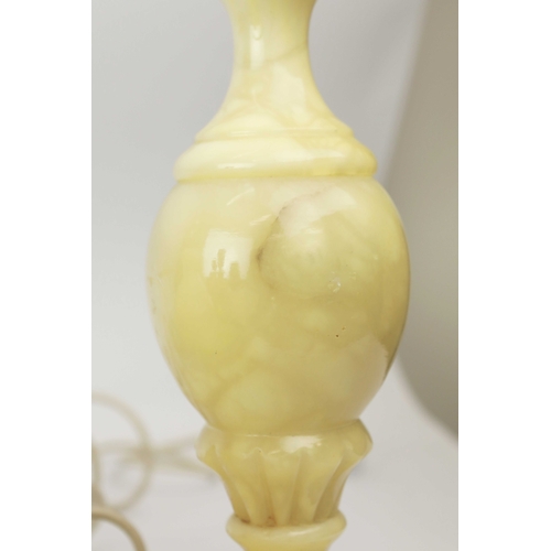 254 - TEN OYNX TABLE LAMPS. of various sizes, largest 39cm t, no shades, some with round plugs (10).
