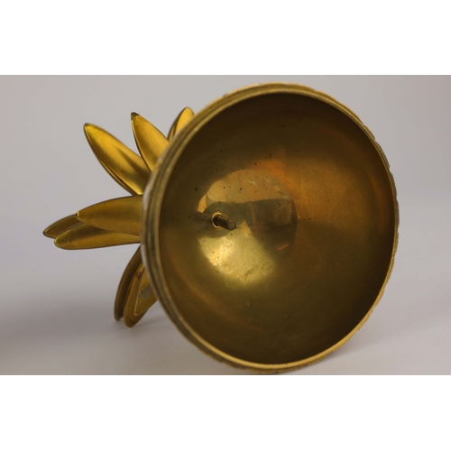 255 - PAIR OF GILT METAL PINEAPPLE JARS. 25cm H x 12cm W x 12cm D.