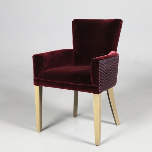 257 - DINING CHAIRS, A SET OF 14. in claret velvet with contrast patterned backs each 60cm w x 90 cm t (14... 