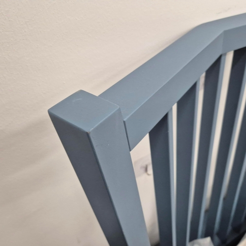 263 - BLUE PAINTED BED FRAME. with Dreams mattress, 195cm W approx.