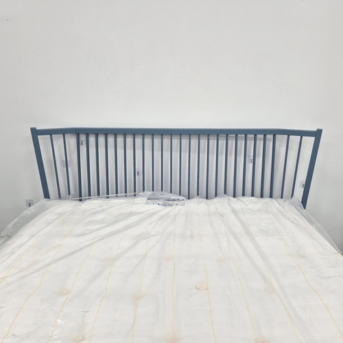 263 - BLUE PAINTED BED FRAME. with Dreams mattress, 195cm W approx.