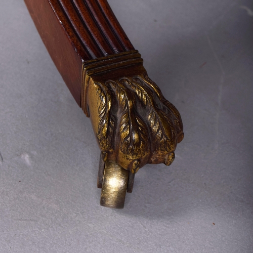 266 - SOFA TABLE. Regency mahogany and rosewood crossbanded, with two drop leaves, two frieze drawers with... 