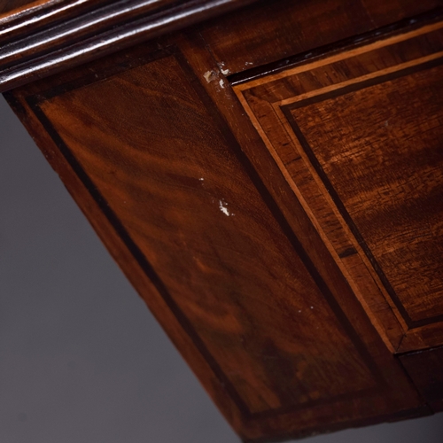 266 - SOFA TABLE. Regency mahogany and rosewood crossbanded, with two drop leaves, two frieze drawers with... 