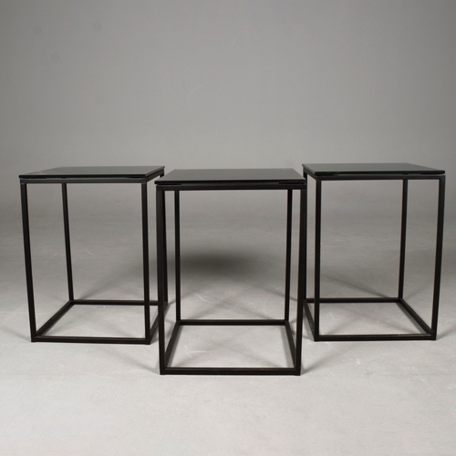 277 - SIDE TABLES, A SET OF 3. each 40cm x 40cm x 55cm each approx. (3).