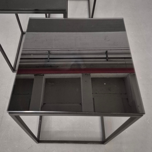 277 - SIDE TABLES, A SET OF 3. each 40cm x 40cm x 55cm each approx. (3).