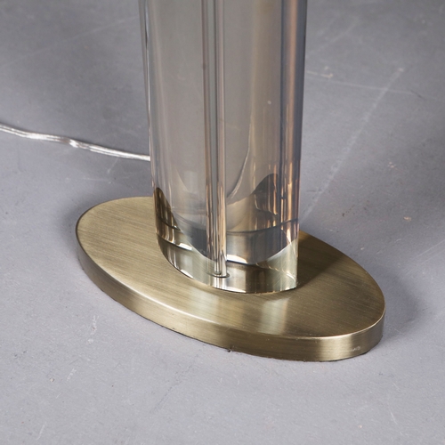 280 - TABLE LAMPS, A PAIR. translucent columns and white shades each overall 75cm t (2).