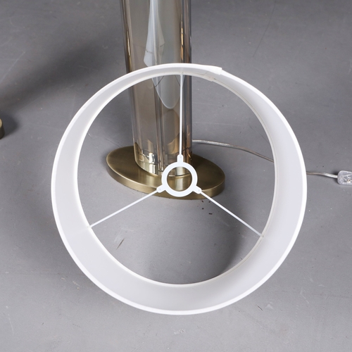 280 - TABLE LAMPS, A PAIR. translucent columns and white shades each overall 75cm t (2).