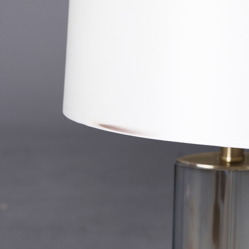 280 - TABLE LAMPS, A PAIR. translucent columns and white shades each overall 75cm t (2).