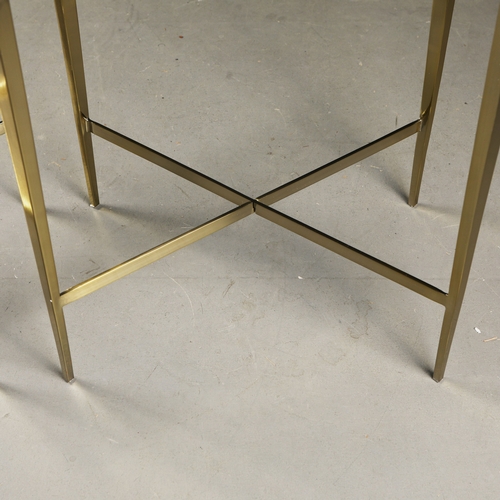 281 - 1960S FRENCH STYLE SIDE TABLES, A PAIR. gilt metal and glass, each 50cm x 35cm x 60cm approx. (2).