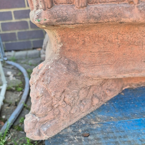 283 - FAUX TERRACOTTA TROUGH PLANTERS, A PAIR. lattice detail, 117cm x 54cm x 54cm each approx. (2) CITES ... 
