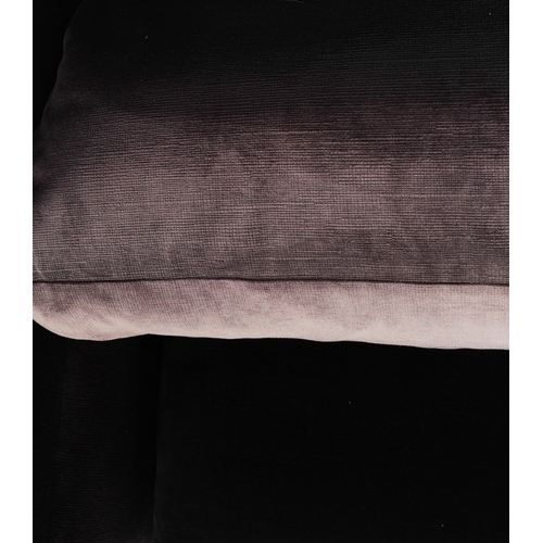 287 - SOFA WITH BLACK VELVET UPHOLSTERY. 70cm H x 260cm W x 90cm D.