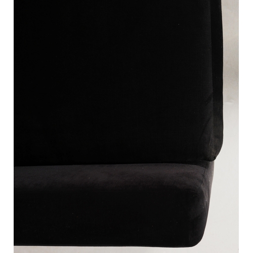 287 - SOFA WITH BLACK VELVET UPHOLSTERY. 70cm H x 260cm W x 90cm D.