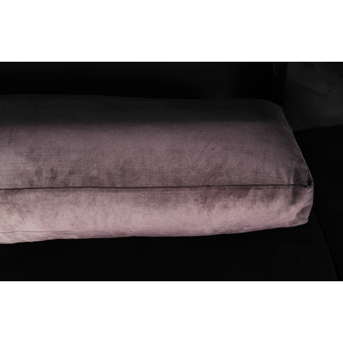 287 - SOFA WITH BLACK VELVET UPHOLSTERY. 70cm H x 260cm W x 90cm D.