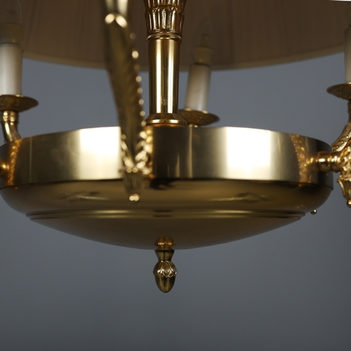 288 - FRENCH STYLE CEILING LIGHT. gilt metal, pleated shade, 75cm drop approx.