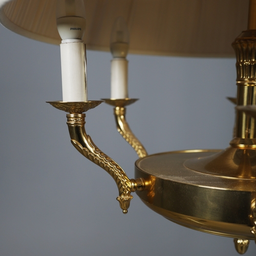 288 - FRENCH STYLE CEILING LIGHT. gilt metal, pleated shade, 75cm drop approx.