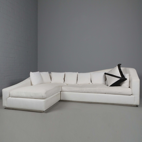 289 - CORNER SOFA. chevron patterned upholstery.