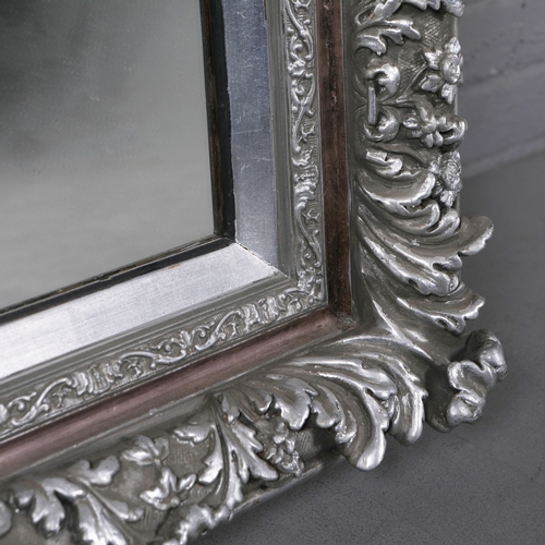 291 - WALL MIRROR, SILVERED FRAME. adapted from a late 19th C/early 20th C picture frame 91cm x 120 cm.