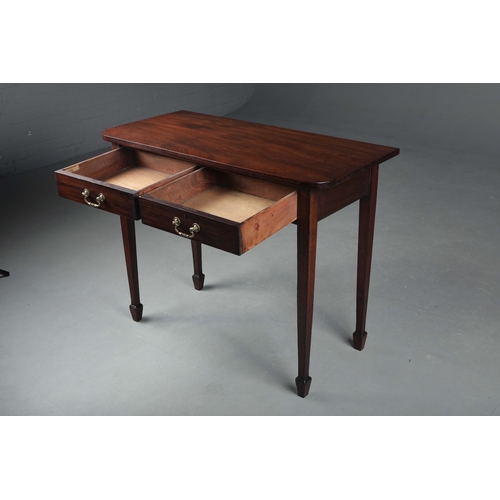294 - 19TH CENTURY MAHOGANY WRITING TABLE. With two drawers on square tapered supports 77cm H x 98cm W x 4... 