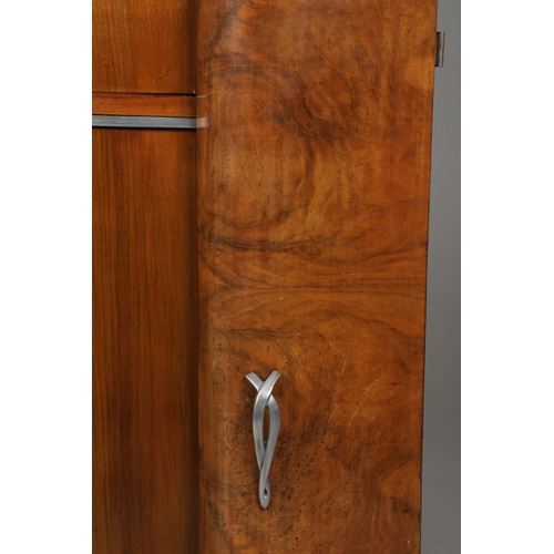 297 - 1930S FRENCH COCKTAIL CABINET. bur wood, various compartments, 90cm x 41.5cm x 89cm at smallest appr... 