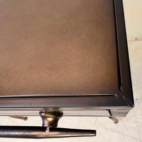 298 - PAIR METAL BEDSIDE TABLES WITH SINGLE DRAWERS. 60cm H x 40cm W x 30cm D.